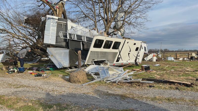 The family's rig was destroyed by a tornado over the weekend.