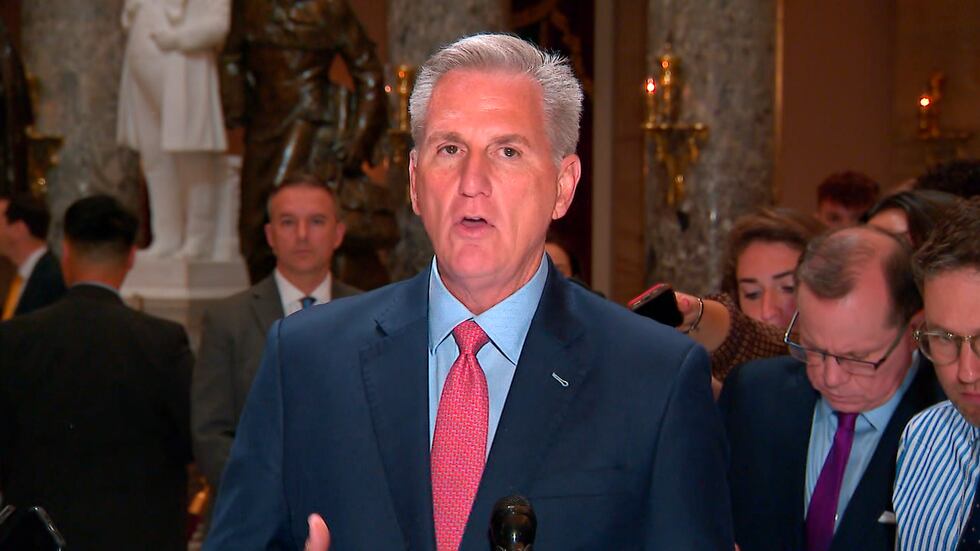 House Speaker Kevin McCarthy discusses the continuing impasse over raising the debt ceiling on...