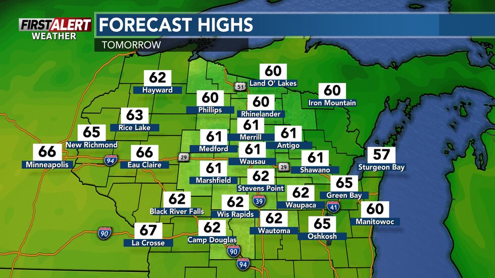 One more day of highs in the 60s on Thursday