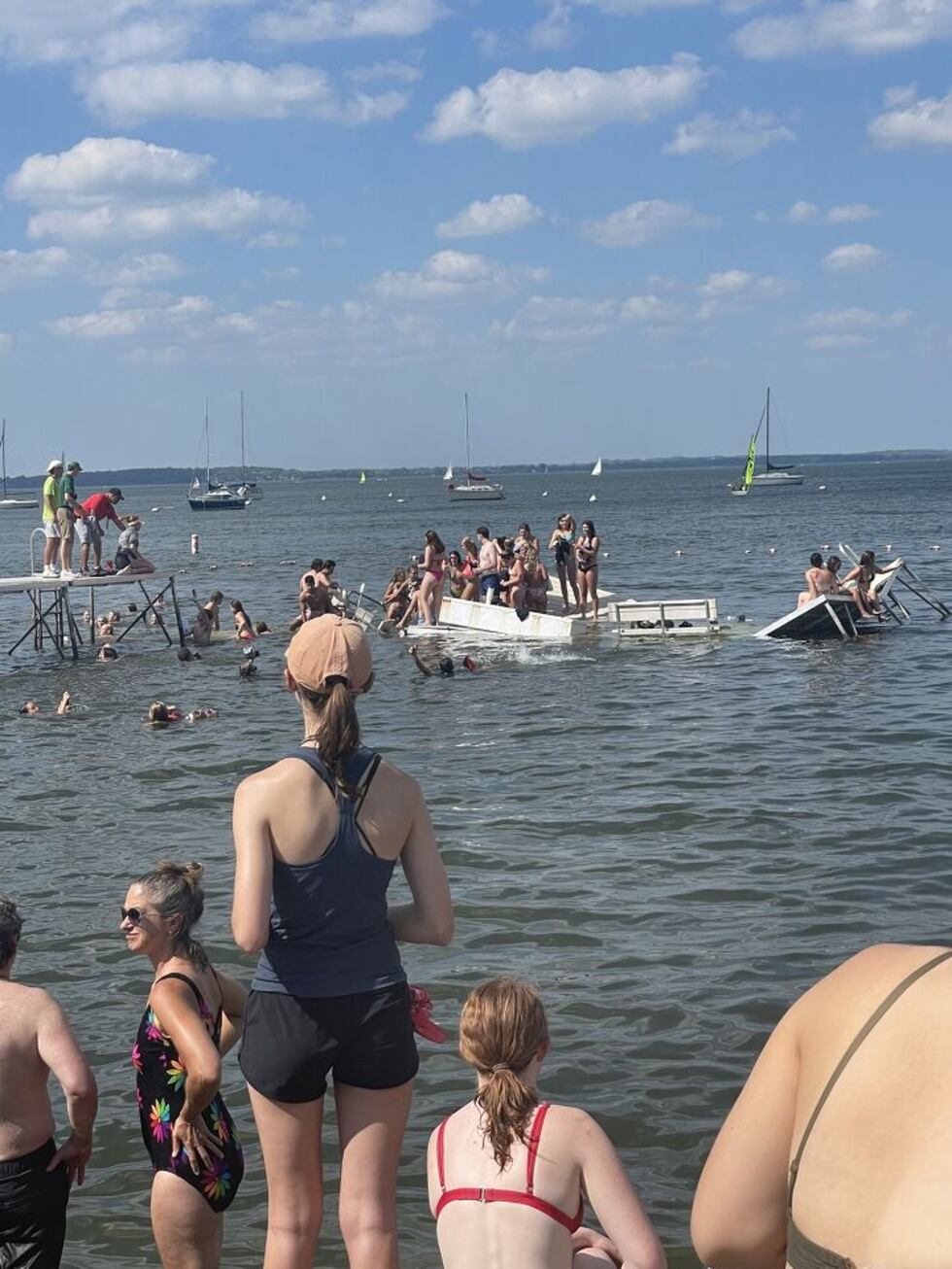 A pier collapse at Memorial union sent students falling into Lake Mendota.