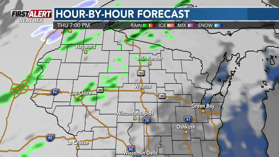 Widely scattered rain possible Thursday evening