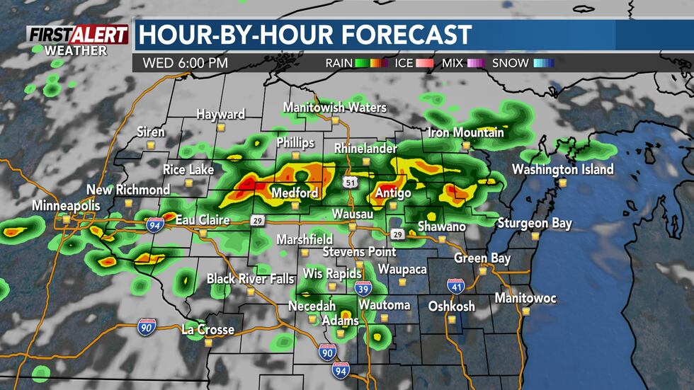 A line of showers and thunderstorms to develop in Northern Wisconsin Wednesday mid-afternoon...
