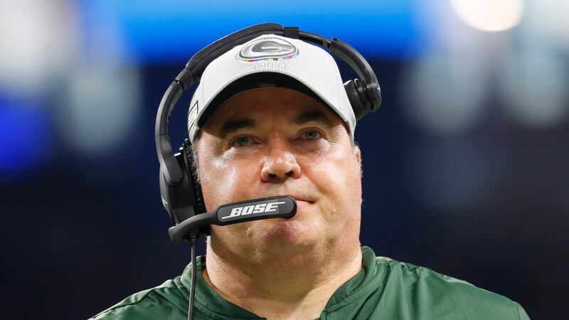 FILE - In this Oct. 7, 2018, file photo, Green Bay Packers coach Mike McCarthy watches the...
