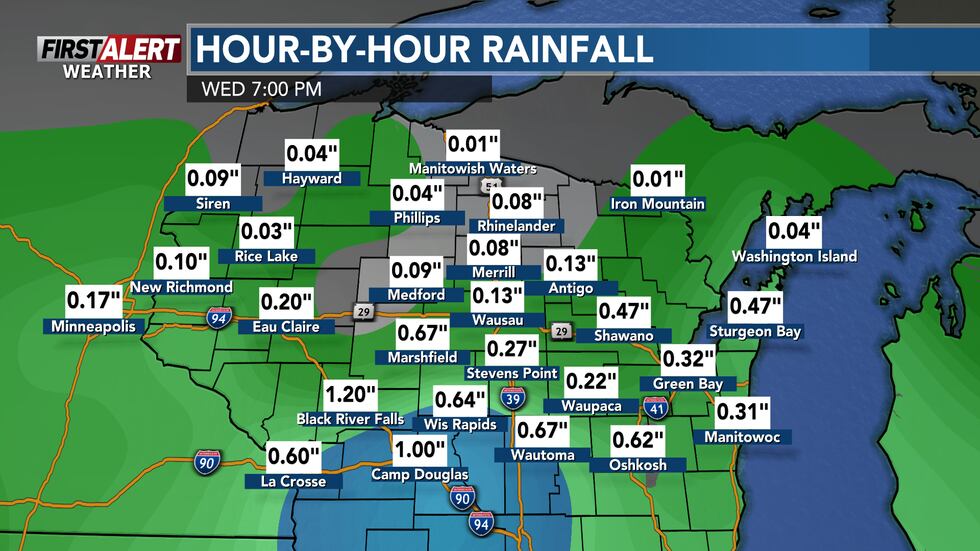 Half inch to an inch of rain possible Tuesday into Wednesday