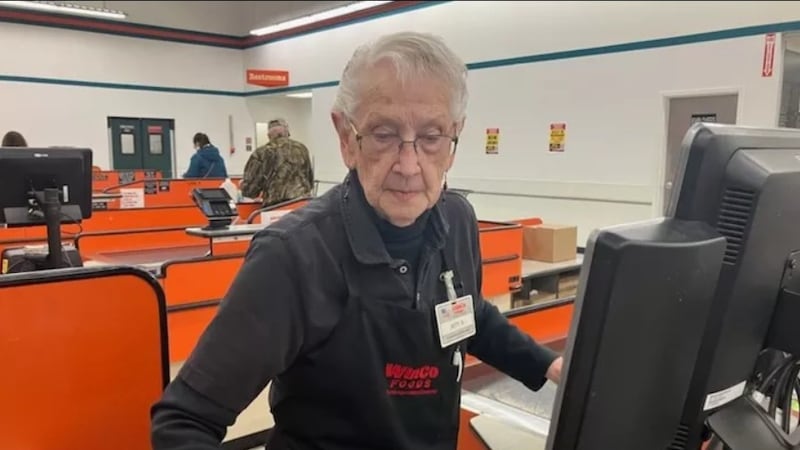 Betty Glover will retire from her grocery checking job at WinCo just weeks before her 92nd...