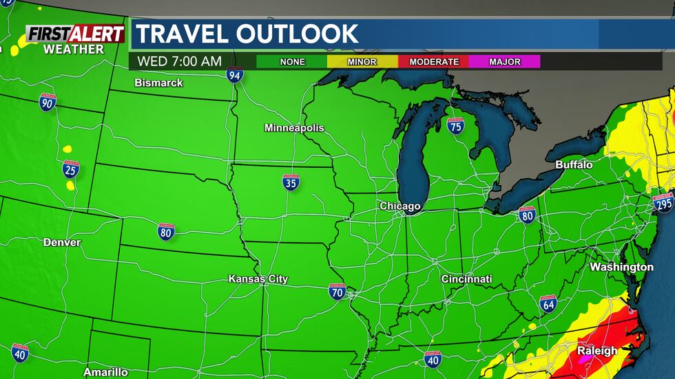 Great travel weather here in Wisconsin and the midwest on Wednesday