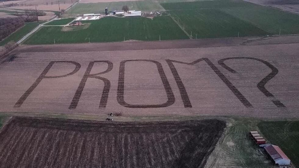 A view from the drone of Hazeltine's prom proposal