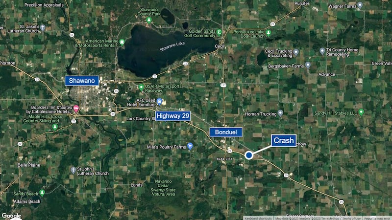Shawano County crash map