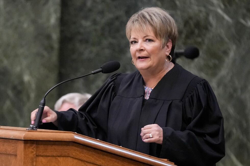 FILE - Janet Protasiewicz speaks after being sworn in as a Wisconsin Supreme Court justice,...