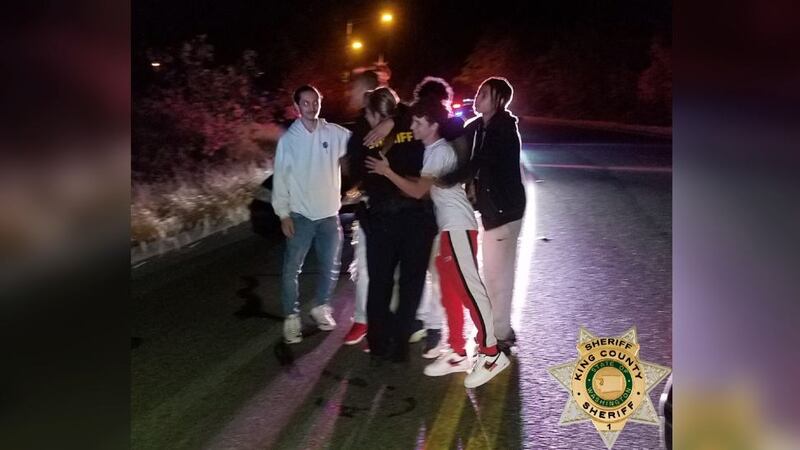 The sheriff's office says this photo was taken a few minutes after the young men helped save...