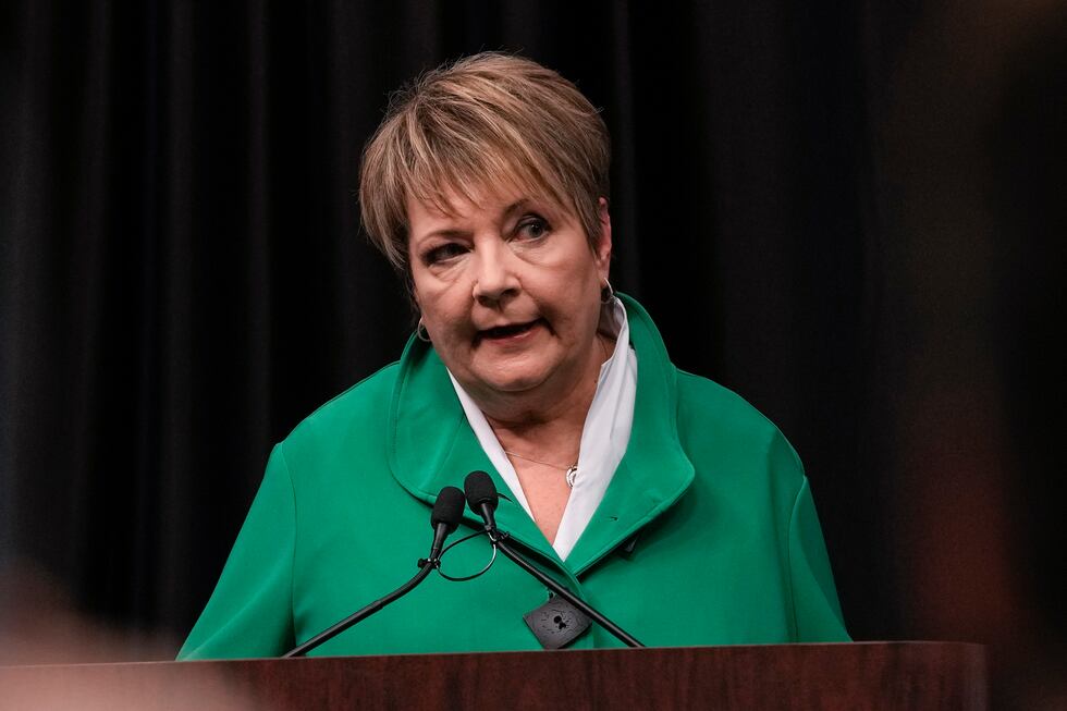 FILE - Wisconsin Supreme Court candidate Democratic-supported Janet Protasiewicz participates...