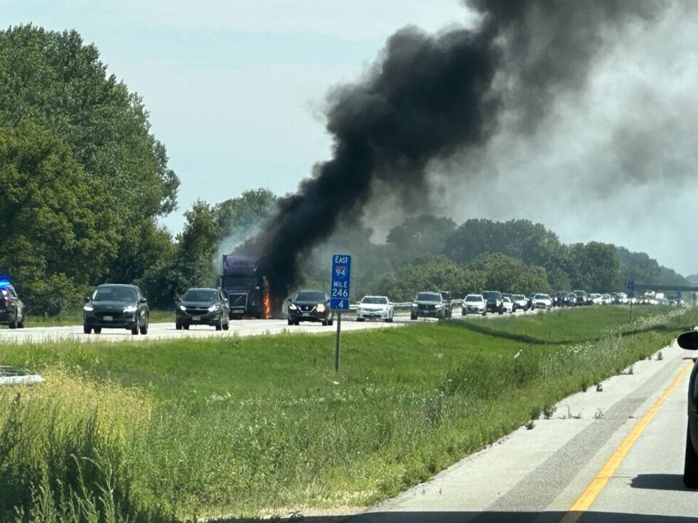 A semi truck fire closed I-94 W Sunday.