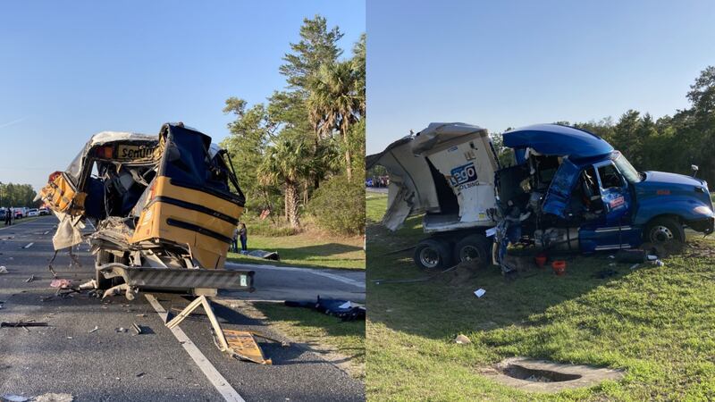 Five students were hospitalized after a bus crash in Levy County.