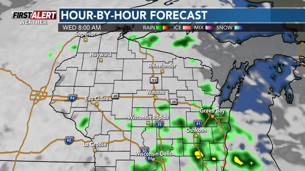 Spotty showers possible for some on Wednesday