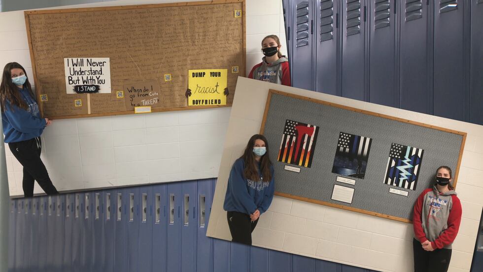 Two students from Amherst High School are hoping their artwork inspires more civil discussions...