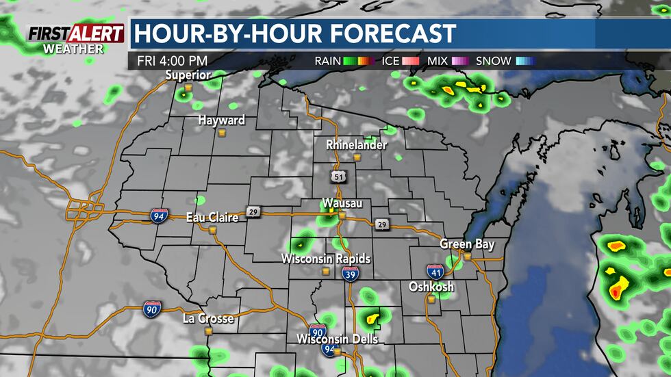 increasing chances for scattered showers and storms on Friday afternoon or evening