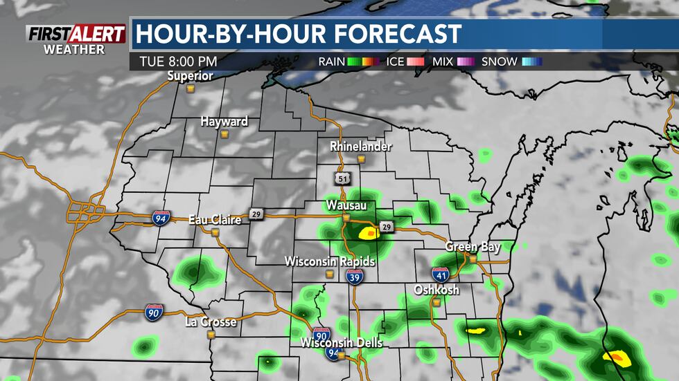 Scattered showers start to fizzle out Tuesday night